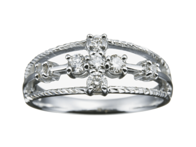 K18ダイヤモンドクロスデザインピンキーリング 0.22ct［WG／YG／PG］