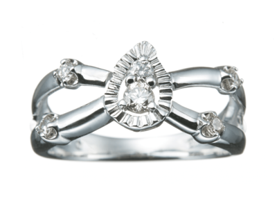 K18ダイヤモンドドロップピンキーリング 0.15ct［WG／YG／PG］