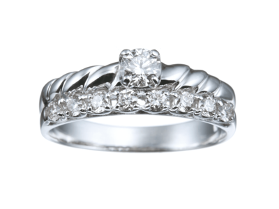 K18WGダイヤモンド重ね着け風ピンキーリング 0.3ct