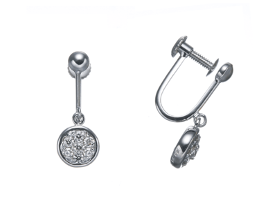 K18ダイヤモンドラウンドスウィングイヤリング0.2ct［WG／YG］