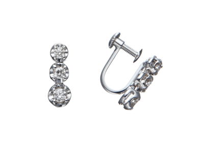 K18WGダイヤモンド3ストーンイヤリング 0.3ct