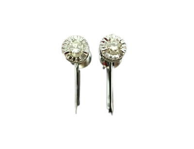 18KWGダイヤモンドスパークル1粒イヤリング 0.08ct