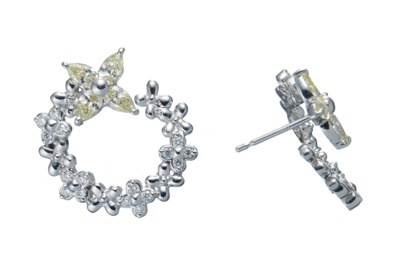 PTペアシェイプダイヤモンドフラワーリースピアス 1.0ct