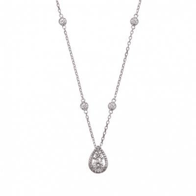 K18ダイヤモンドスパークルドロップペンダント 0.24ct［WG／YG］