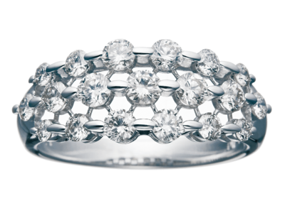 K18WGダイヤモンド3ライングラデーションリング 1.0ct