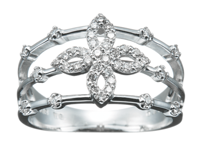 K18ダイヤモンドクロスデザイン3ラインリング 0.25ct［WG／YG／PG］