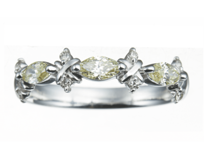 K18WGマーキス＆メレダイヤモンドハーフエタニティリング	0.4ct