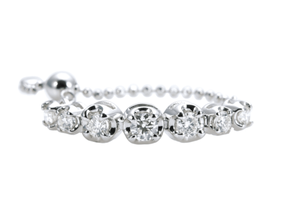 K18ダイヤモンドフリーサイズチェーンリング 0.35ct［WG／YG］