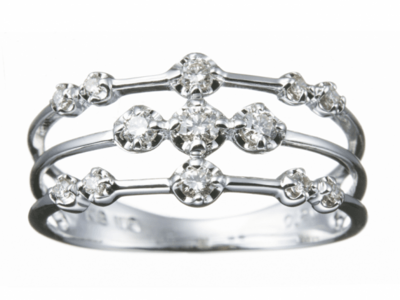 K18ダイヤモンド3ラインクロスデザインリング 0.2ct［WG／YG／PG］