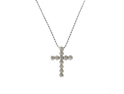 K18WGダイヤモンドクロスペンダント 0.2ct