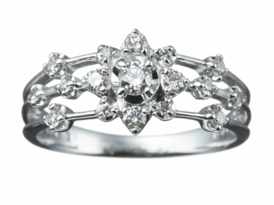 K18ダイヤモンドフラワーラインデザインリング 0.3ct［WG／YG／PG］