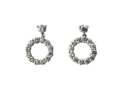 K18WGダイヤモンドサークルデザインピアス 0.6ct