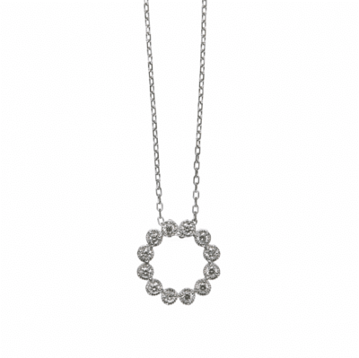 K18WGダイヤモンドサークルペンダント 0.17ct