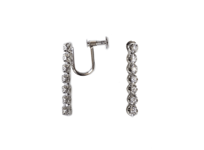 K18WGダイヤモンドIラインイヤリング 0.22ct［WG／YG］