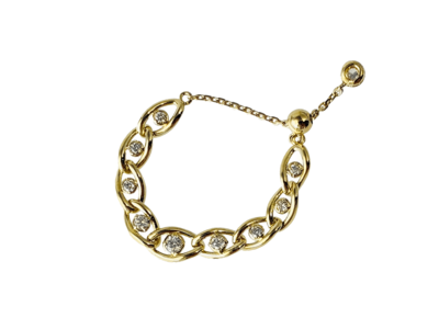 K18YGダイヤモンドフリーサイズチェーンリング 0.14ct