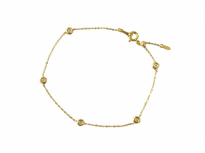 K18YG ダイヤモンドステーションブレスレット[18cm] 0.10ct