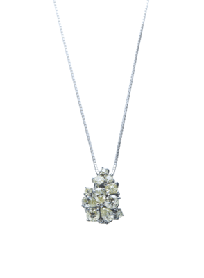 K18WGファンシーカットイエローダイヤモンドペンダント 1.3ct