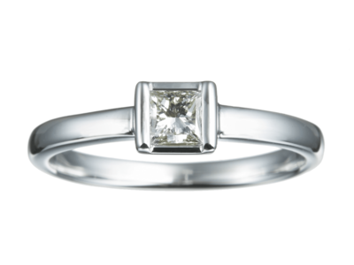 K18WGプリンセスカットダイヤモンドソリティアリング 0.1ct
