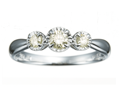 K18ダイヤモンドスパークル3ストーンリング 0.25ct［WG／YG／PG］