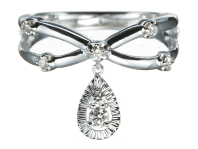 K18ダイヤモンドスパークルドロップリング 0.17ct［WG／YG／PG］