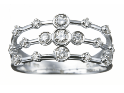 K18ダイヤモンドクロスラインデザインリング 0.3ct［WG／YG／PG］