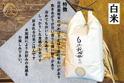 自然栽培米 白米 ゆめぴりか【5㎏】〔ソマチット〕〔アートテン〕令和7年産 15年間農薬・化学肥料不使用
