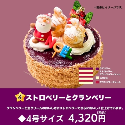クリスマスケーキ ストロベリーとクランベリー