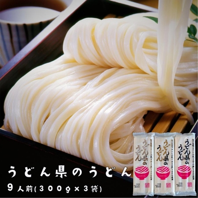 送料無料 讃岐うどん 乾麺 うどん県のうどん 9人前 300ｇｘ3