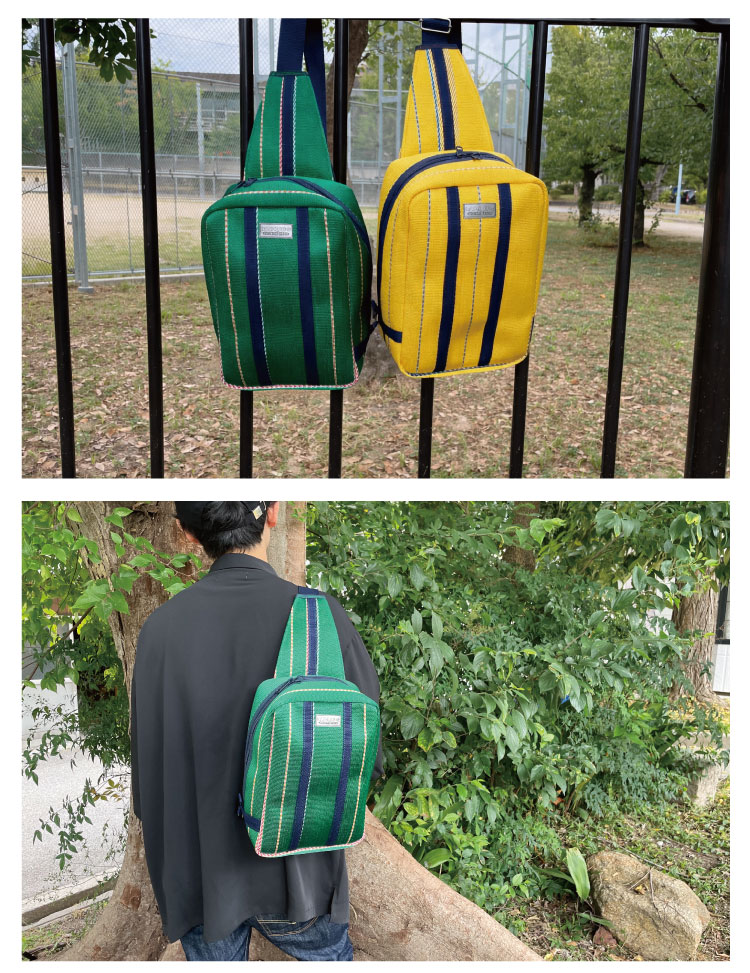 ボディ ボディバッグ ボディリュック りゅっく かばん 日本製 アップサイクル 消防用ホース 消防 ホース　hose　廃棄　捨てられる　未使用新品