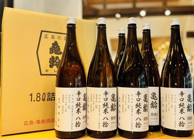  【 ＊ 送料 無料 ＊ 】 亀齢 辛口 純米 八拾 1800ml ６本（亀齢酒造・広島県東広島市西条本町）
