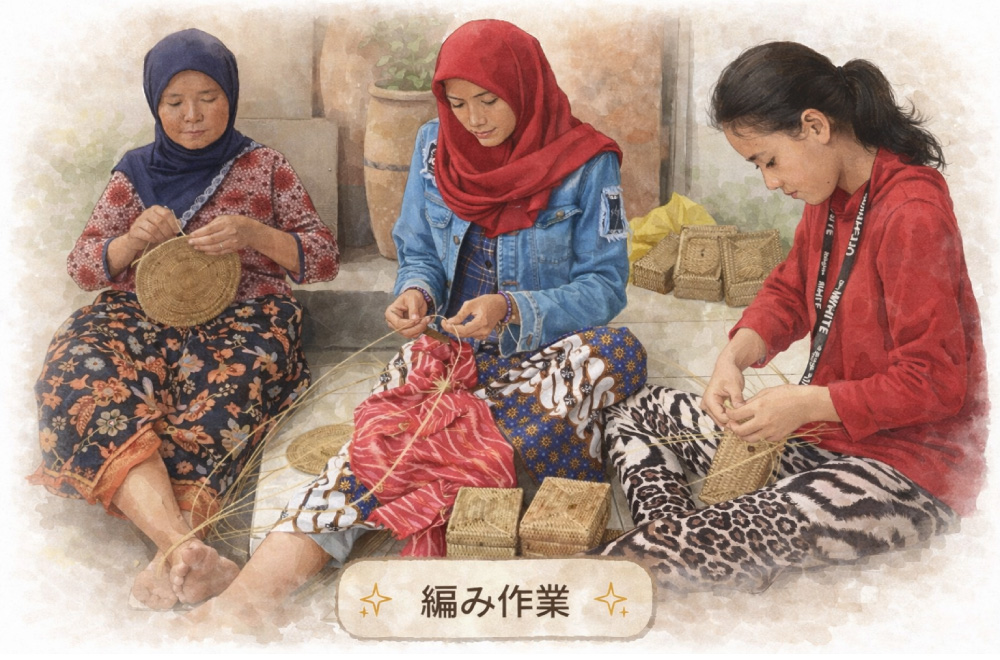 編み作業