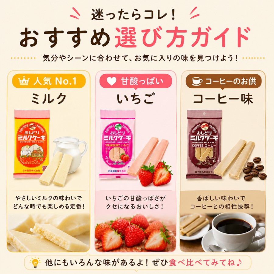 おすすめの選び方ガイド 人気No.1ミルク 甘酸っぱいいちご コーヒーのお供にコーヒー味