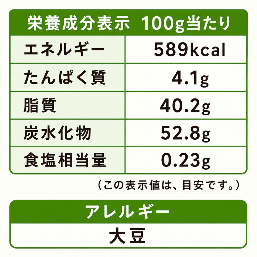だだちゃ豆ポテトチップ 栄養成分表示 100g当たり エネルギー589kcal アレルギー 大豆