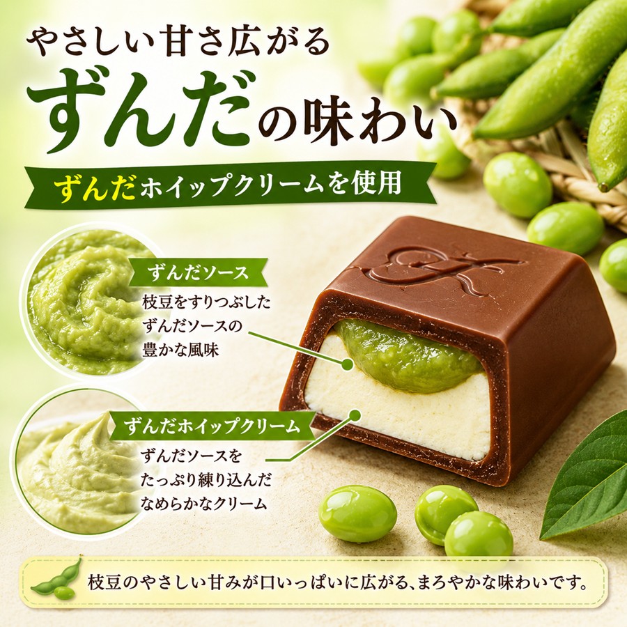 LOOKずんだ味 ずんだソースとずんだホイップクリームを使用
