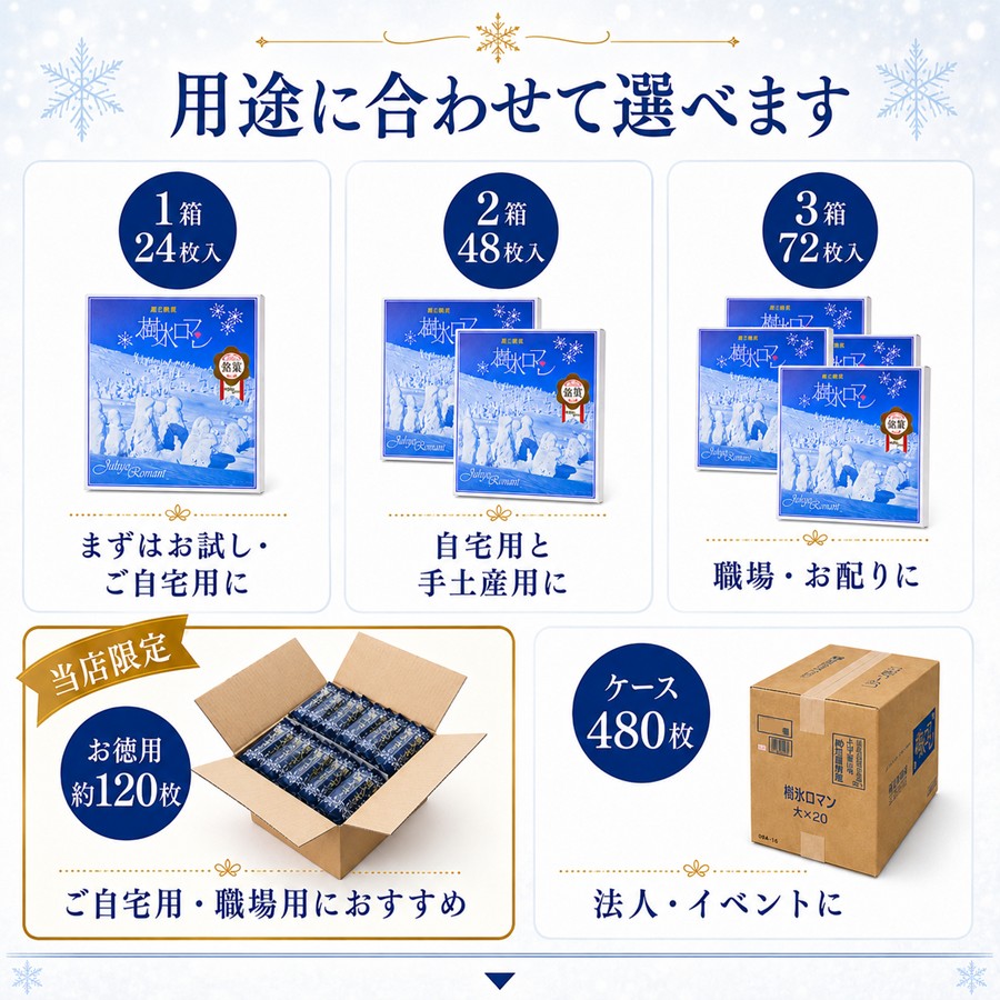 樹氷ロマン 用途に合わせて選べます