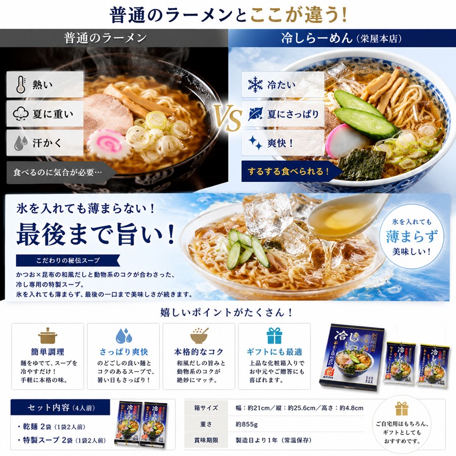 普通のラーメンとの違い 冷しらーめん