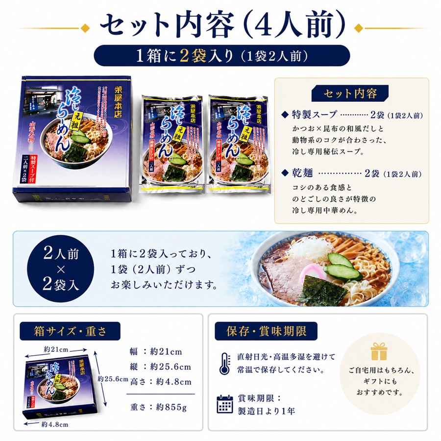 セット内容 4人前 1箱に2袋入り