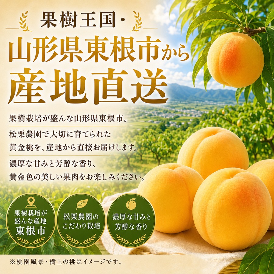 山形県東根市の松栗農園で育てられた黄金桃を産地直送