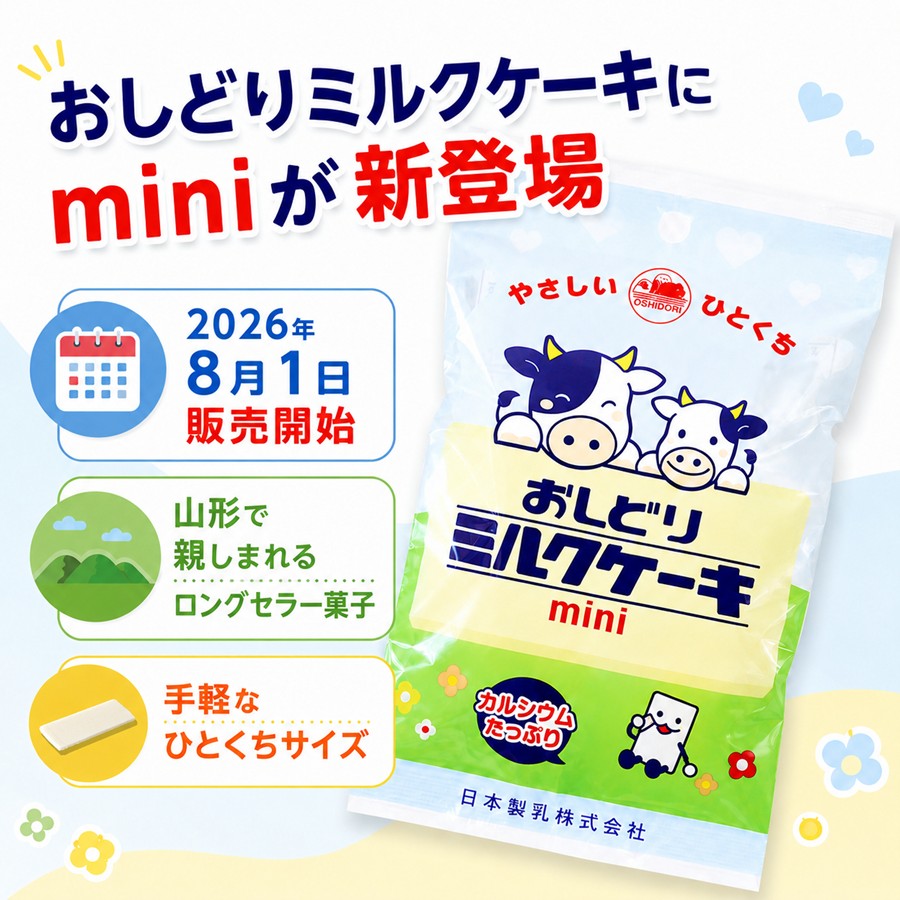 おしどりミルクケーキにminiが登場 山形で親しまれるミルク菓子
