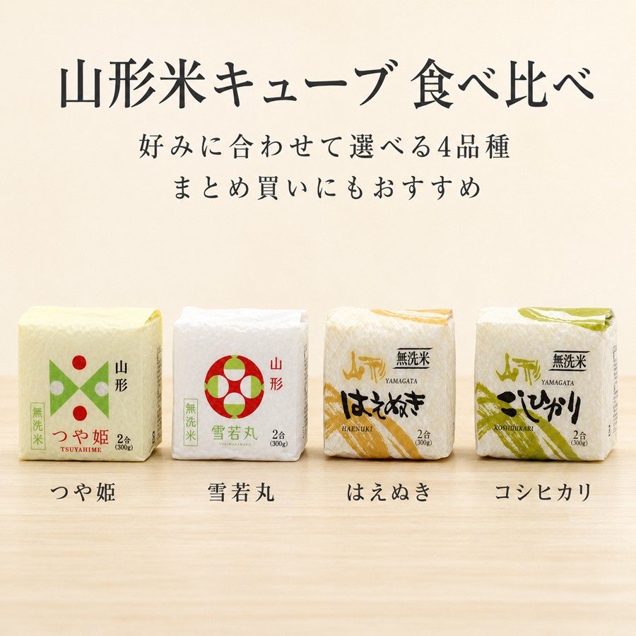 山形米キューブ 食べ比べ つや姫 雪若丸 はえぬき コシヒカリ