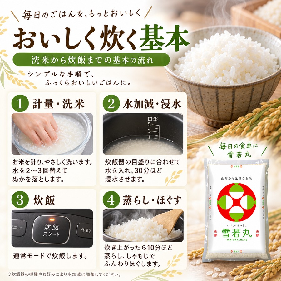 雪若丸のおいしい炊き方 洗米から炊飯まで