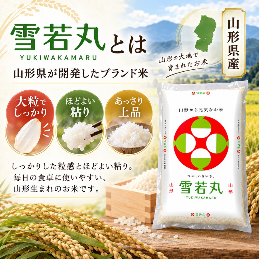 山形県が開発したブランド米 雪若丸