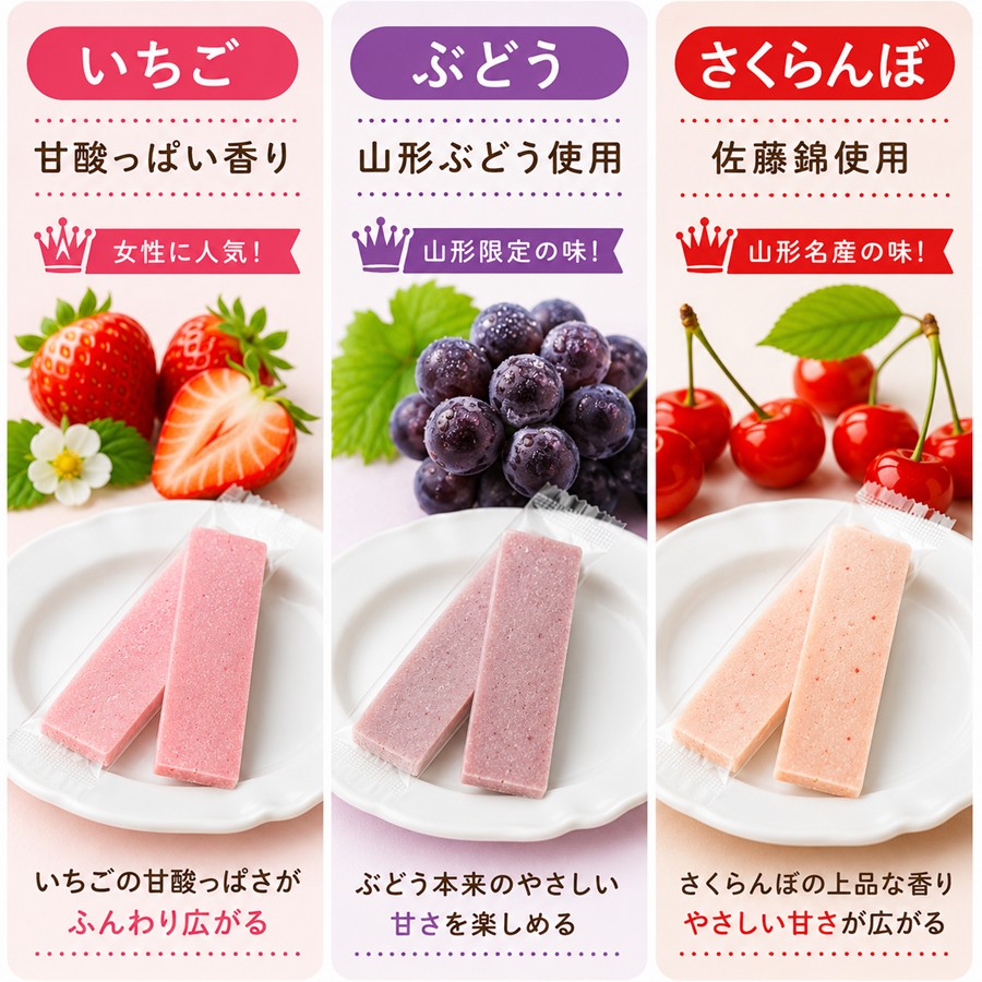 おしどりミルクケーキ いちご ぶどう さくらんぼ