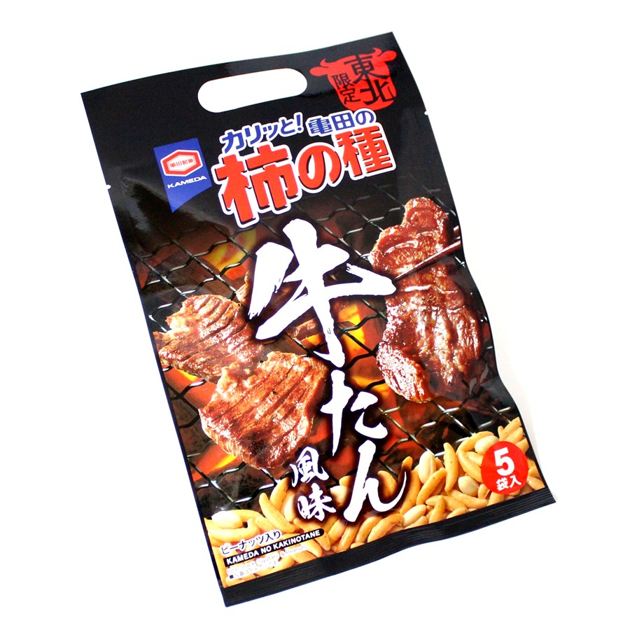 かき4 牛タンメンチカツ 牛タンからあげ 中華ネギスープ 亀田の柿の種 牛たん風味 1袋(5袋入り) 亀田製菓｜山形お土産 | 加藤