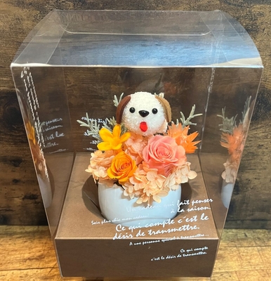 プリザーブドフラワーアニマルアレンジ/子犬