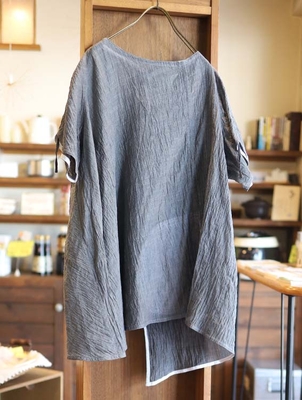 小千谷縮 ショートスリーブブラウス K501-A gray