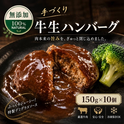【無添加】 牛 生ハンバーグ（150g&times;10p）