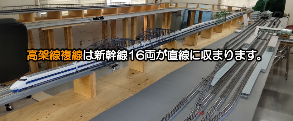 高架線複線は新幹線16両が直線に収まります