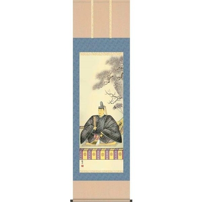 掛軸/慶祝・縁起画/天神/天神/山村観峰/三美会/洛彩緞子本表装/尺五サイズ幅54.5cm/桐箱畳紙収納/表装品質十年保証