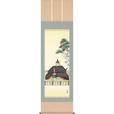 掛軸/慶祝・縁起画/天神/天神/小野洋舟/幸洋会/洛彩緞子本表装/尺五サイズ幅54.5cm/桐箱畳紙収納/表装品質十年保証
